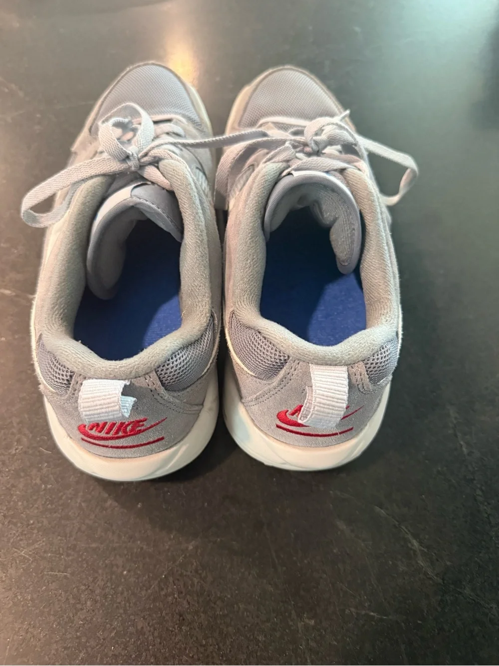 Jordan CMFT Era sneakers- Grey Suede & Mesh Sneakers with Blue Jordan logo.